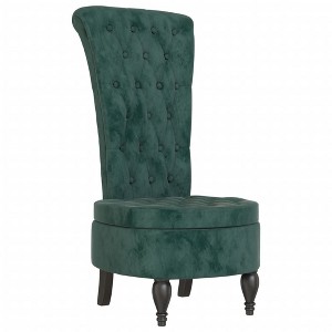 vidaXL High Back Chair Dark green Velvet, Solid wood, Plywood Single - 1 of 4