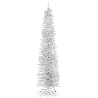 7ft National Christmas Tree Company Silver Tinsel Slim Artificial Christmas Tree