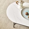 Vynxaria Elegant Ceramic Coffee Table - Double Layer Design with Walnut Finish - 4 of 4