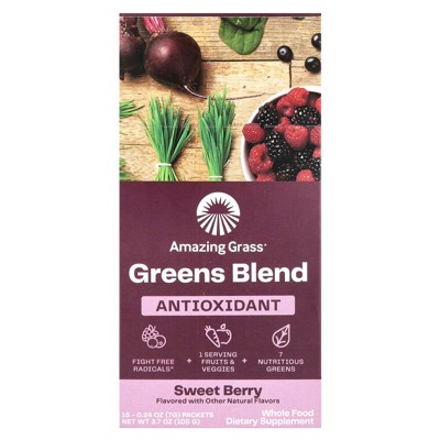 Amazing Grass Greens Blend, Antioxidant, Sweet Berry, 15 Packets, 0.24 oz (7 g) Each