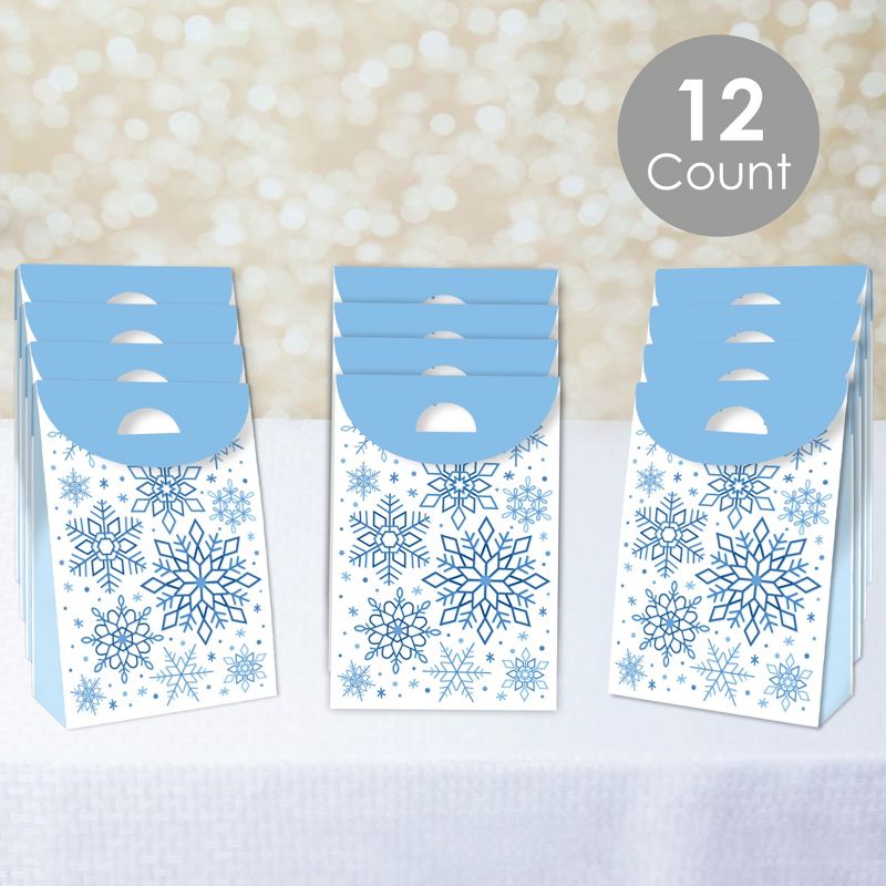 Big Dot of Happiness Blue Snowflakes - Winter Holiday Gift Favor Bags - Party Goodie Boxes - Set of 12, 2 of 9