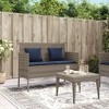 vidaXL Patio Bench with Cushion, Gray Poly Rattan - image 3 of 4