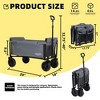 NAYSAYE Folding Wagon Trolley with Bench Seat Dog Leash Heavy Duty Design for Camping Beach and Shopping, Gray, 29"*18"*32.75" - 4 of 4