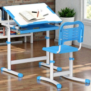 Mshliw Height Adjustable Kids Desk and Chair Set with Tilt Desktop ...