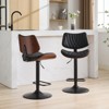 INFURNIC Counter and Bar Stools Faux Leather Swivel Bar Chair with Walnut Bentwood for Kitchen , Black PU, 20"*19.4"*46.2" - 2 of 4