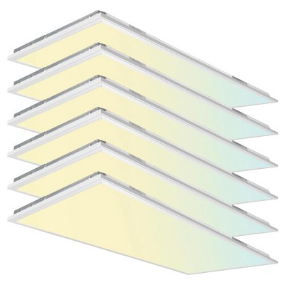 2x4 FT LED Flat Panel Troffer Light, 40/50/60W, 3CCT, 115LM/W, 0-10V Dimmable, DLC Listed (6-PACK)