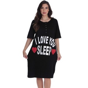 Just Love Womens Nightgown - Short Sleeve Henley Oversized Sleepwear Gown - 1 of 3