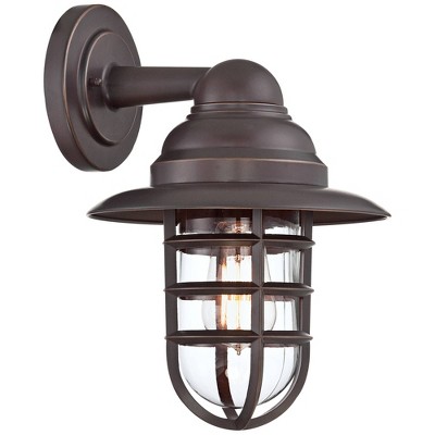 Marlowe 12" Bronze Industrial Wall Sconce with Clear Glass