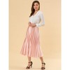 INSPIRE CHIC Women's Party Elastic Waist Metallic Shiny Accordion Pleated Midi Skirt - 3 of 4