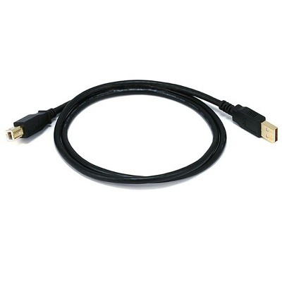 Monoprice USB 2.0 Cable - 3 Feet - Black | USB Type-A Male to USB Type-B Male, 28/24AWG with Ferrite Core, Gold Plated