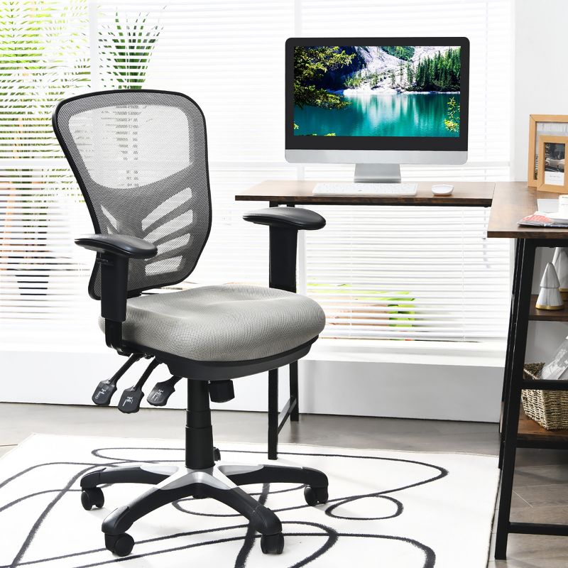 Costway Mesh Office Chair 3-Paddle Computer Desk Chair w/ Adjustable Seat, 2 of 11