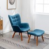 Silky Velvet Upholstered Contemporary Accent Chair with Diamond Button Tufting, Matching Ottoman and Plush Seat Cushion - 2 of 4