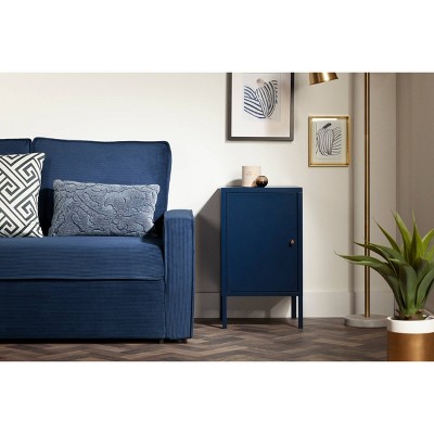 Dark Blue Metal Rectangular End Table with Storage