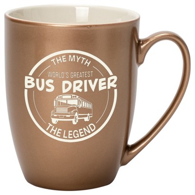 Elanze Designs World's Greatest Bus Driver The Myth The Legend Bronze 10 ounce New Bone China Coffee Cup Mug