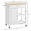 Kitchen Island Cart, Rolling Kitchen Island with Storage Shelf, Solid Wood Top, Drawer, for Dining Room - 3 of 4
