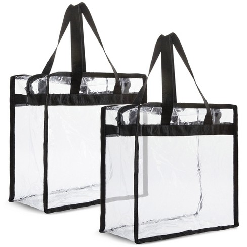 Juvale 2 Pack Stadium Approved Clear Tote Bags, 12x6x12 Large Plastic Beach  Bags With Handles : Target