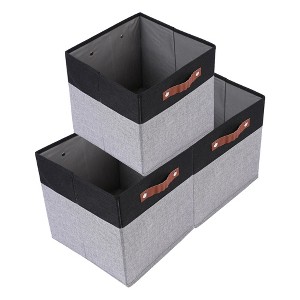 REGALWOVEN Fabric Collapsible Spacious Capacity Reinforced MDF Open Storage Bins 3 Pcs - 1 of 4