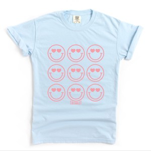 S.W.Smiley Love Smiley Grid - Women's Garment Dyed Graphic T-Shirt - 1 of 4