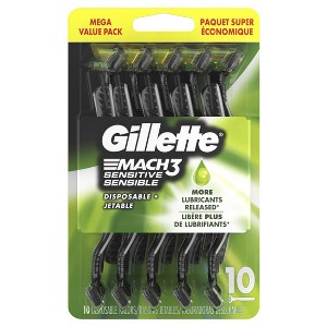 Gillette Mach3 Sensitive Men’s Disposable Razors, 10 Count - 1 of 1