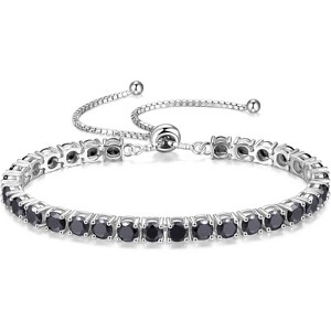 Sterling Silver Tennis Bracelet with Birthstone, Adjustable Bolo Chain Fine Jewelry, Anniversary Birthday Gift for Women - 1 of 4