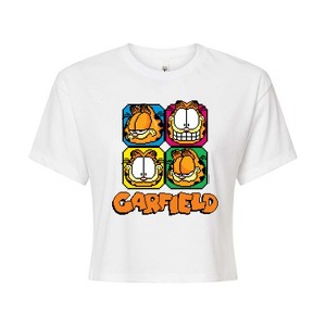 Women's - Garfield - Garfield Pixel Faces Cropped Graphic T-Shirt - 1 of 4