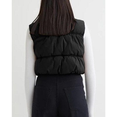 Женские жилеты Imily Bela Women's Lightweight Crop Puffer Vest Zip Up Sleeveless Fall and Winter Padded Outerwear Black S — фото 2