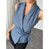 Womens Casual Sleeveless Blazer Vest Top Tie Waist V Neck Elagant Cardigan Vest - 3 of 4