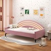 NicBex Twin/Full Size Daybed with LED,Upholstered Day Bed Frame with Pink Curved Backrest for Bedroom,Living Room,Pink - 2 of 4