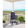 High Adirondack Barstool, Weather Resistant HDPE Patio Stool with Backrest and Armrests, Navy Blue - 2 of 4