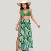 Anna-Kaci Swim Women's Three-Piece Swimsuit Set with Bikini Top High Waist Bottom and Sheer Abstract Print Wide Leg Pants - 4 of 4