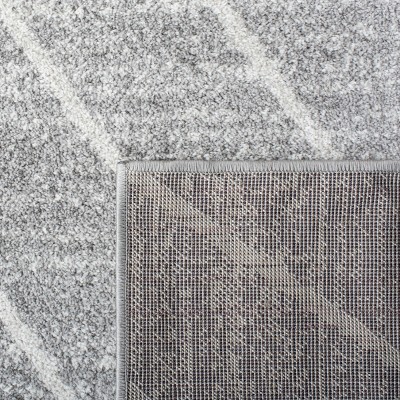 Grey and Ivory Geometric 6' x 6' Square Area Rug