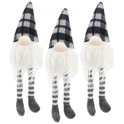 FURNIinspire Decorative Objects 3pcs Fabric Sitting Gnome, Christmas Table Home Ornaments For Holiday Party Gifts, Multicolored, 3.5"*3.5"*14.6"