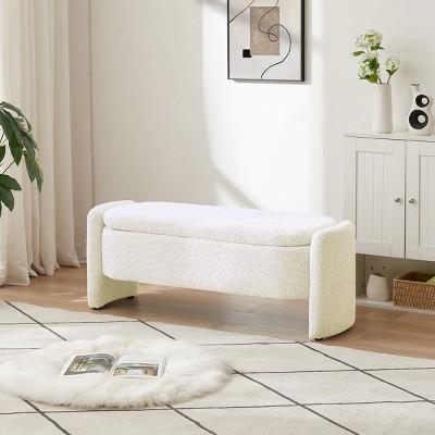 Ottoman storage bench white discount