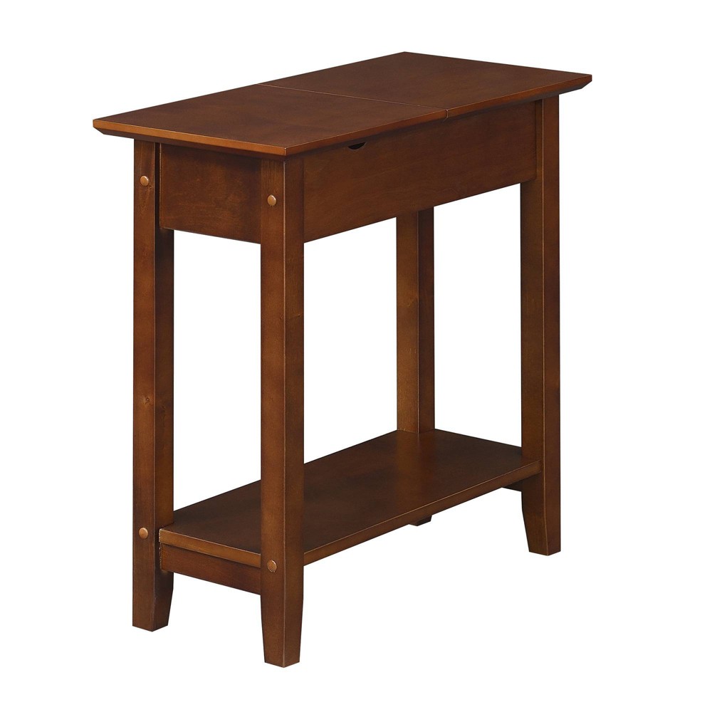 American Heritage Flip Top End Table with Charging Station and Shelf Espresso - Breighton Home