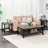 Hooseng 3 Pieces Living Room Coffee Table Set, Industrial Coffee Table with 2 Square End Side Tables for Apartment, Office, Rustic Brown - 4 of 4