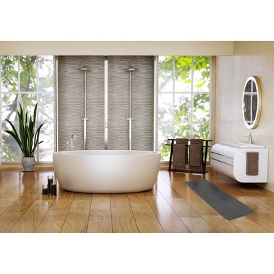 Dark Gray Microfiber Polyester Double Sink Bath Runner Rug