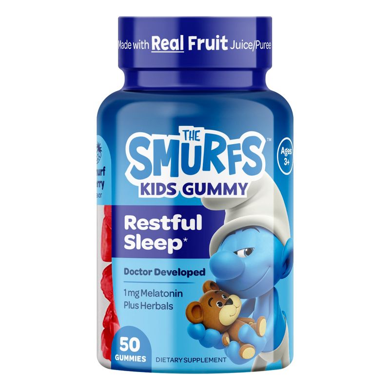 Smurfs Restful Sleep Kids Vitamin Gummies with Melatonin, Smurfs Berry Flavored, 50ct, 1 of 8