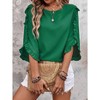Coolmee 3/4 Length Sleeve Womens Tops Ruffles Sleeve T Shirts Crew Neck Dressy Casual Tunic Blouses - 2 of 4