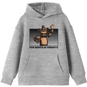 Five Nights At Freddy's Freddy Waving Half Tone Style Youth Boys Athletic Gray Hoodie - 1 of 3