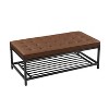 Alex Leather rectangle tufted coffee table with metal base| ARTFUL LIVINIG DESIGN - 4 of 4