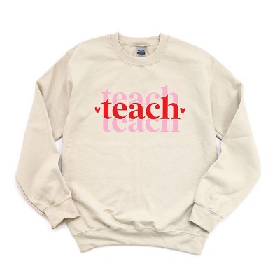 Simply Sage Market Women's Graphic Sweatshirt Teach Stacked With Hearts