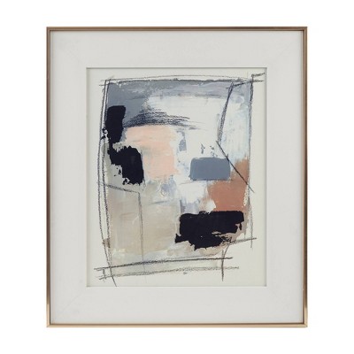 Abstract Neutral Tones Double Matted Framed Glass Wall Art