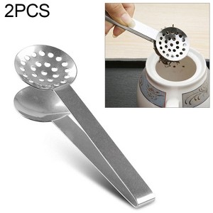 2 PCS Stainless Steel Round Teabag Tongs Tea Bag Squeezer Holder Grip(Silver) - 1 of 4