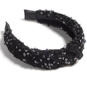 Shiraleah Knotted Sequins Headband, Black - 1 of 3