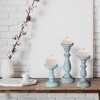 Mela Artisans Tuli Set of 3 Opal Blue Candleholders - 4 of 4