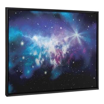 Kate & Laurel All Things Decor 28"x38" Sylvie Space Galaxy Landscape Framed Metallic Canvas Wall Art Black Milky Way Galaxy