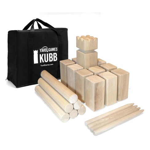 Number Kubb Game Wooden Kubb Throwing Family & Party Team Game W/ Storage Bag 