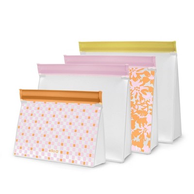 Ello 4pk Standing Reusable Food Storage Bags