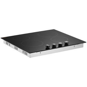 VEVOR Electric Cooktop, 24 inch 4 Burners Built-in Electric Stove Top, 6000W Ceramic Top Radiant Cooktop, with Glass Panel, Knob Control - 1 of 4