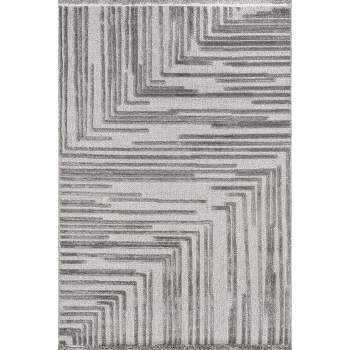 nuLOOM Ziva Contemporary Abstract High-Low Fringe Area Rug